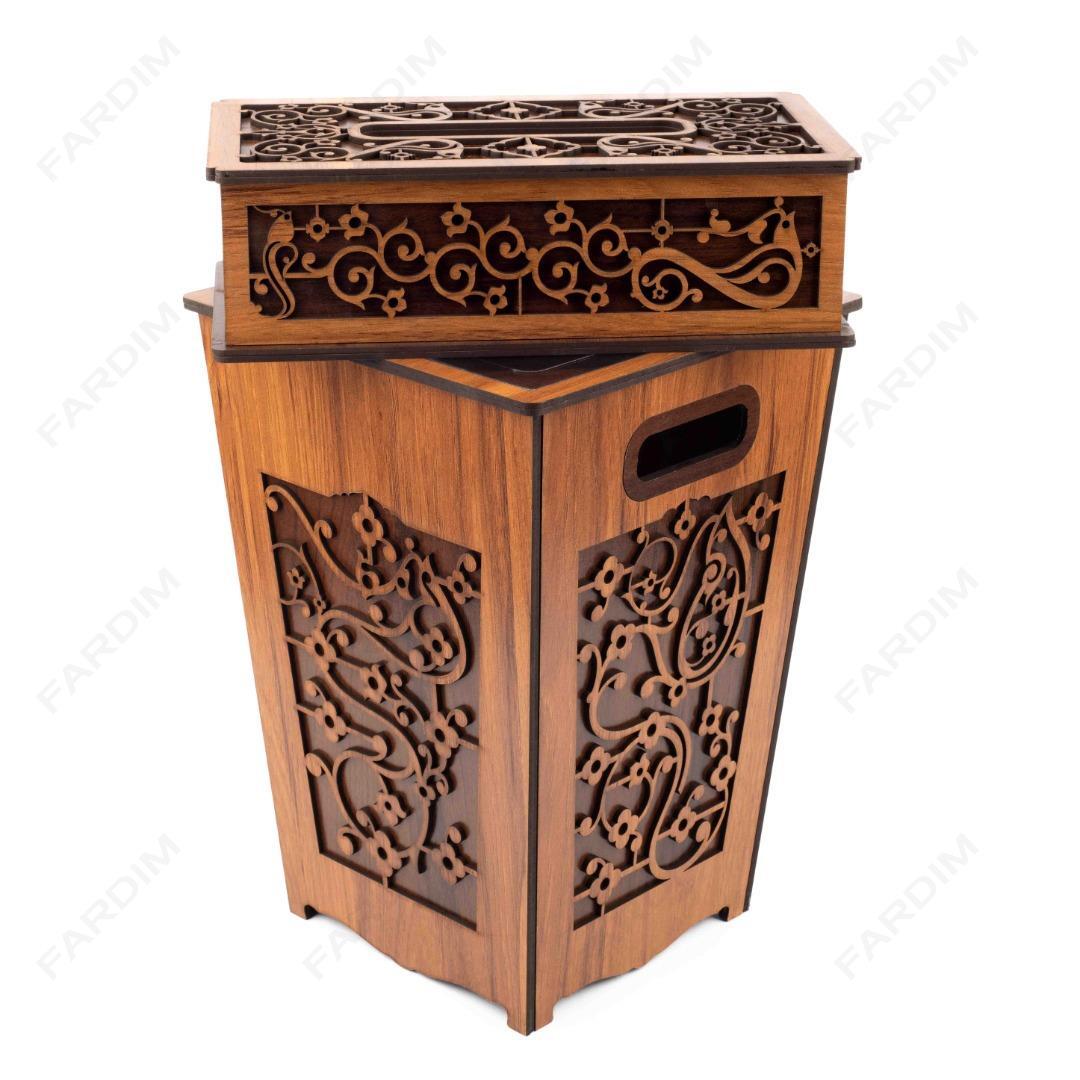 طرح لیزر سطل زباله و جعبه دستمال کاغذی مدل ماهک