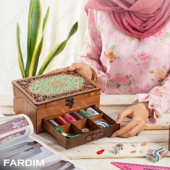 طرح لیزری جعبه لوازم خیاطی