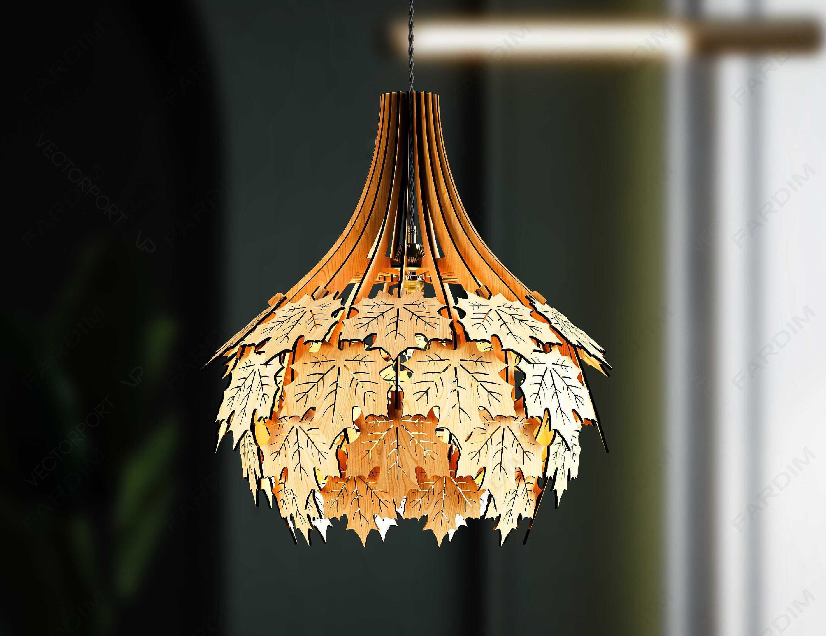 طرح برش لیزر لوستر مدل برگ افرا