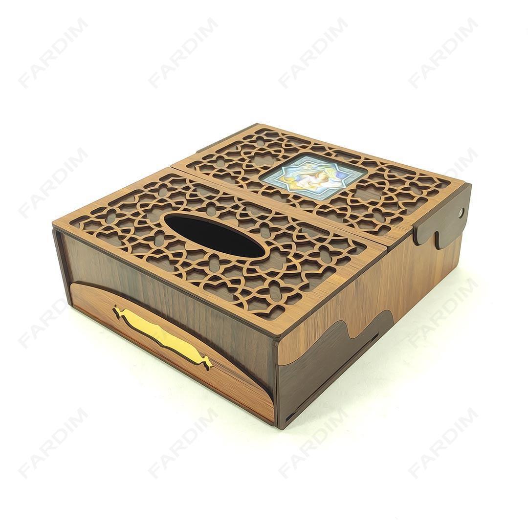 طرح لیزر جعبه پذیرایی درب دار و جادستمال کاغذی کد A132237