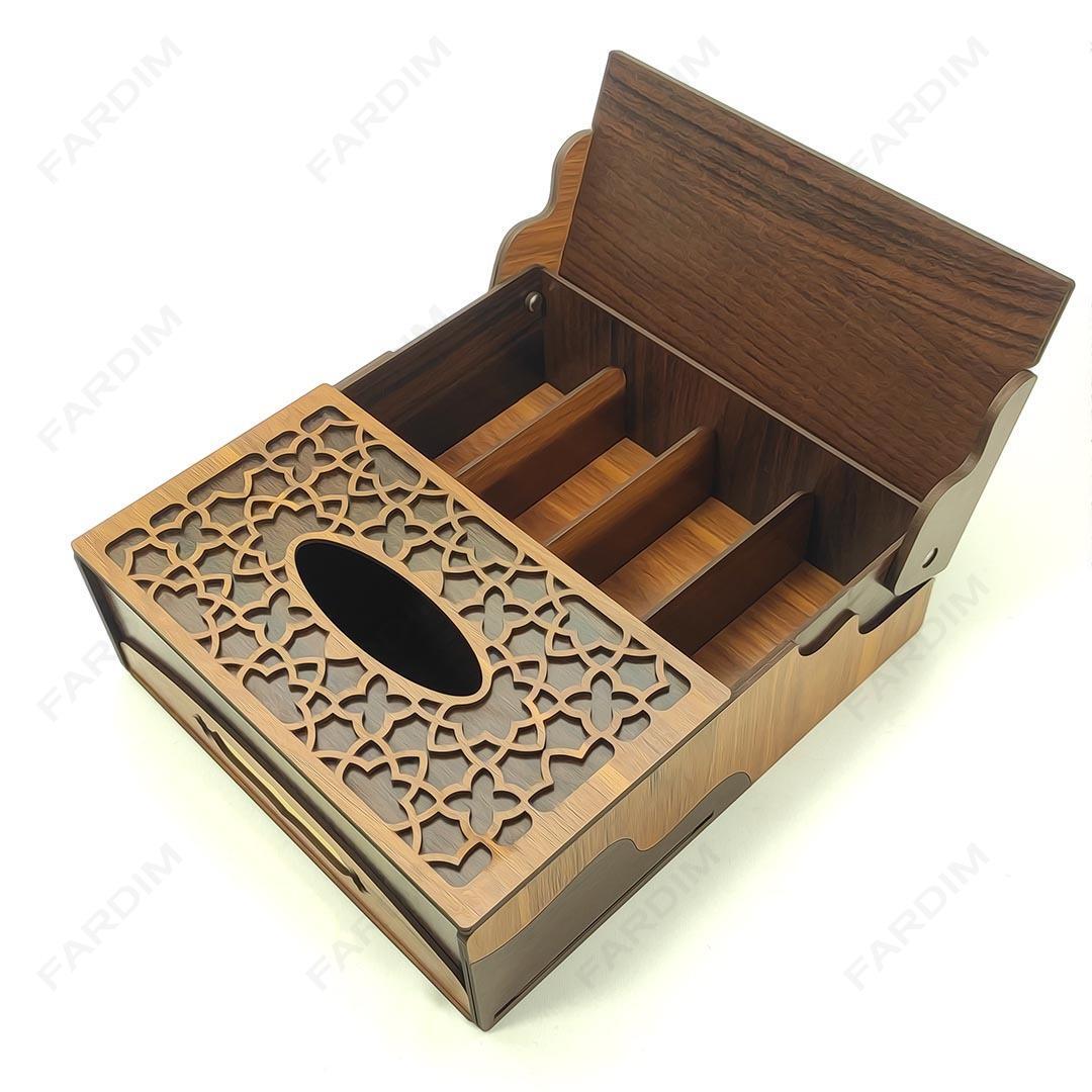 طرح لیزر جعبه پذیرایی درب دار و جادستمال کاغذی کد A132237